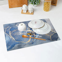 Aperturee - Gradient Blue Golden Abstract Set Of 4 Placemats