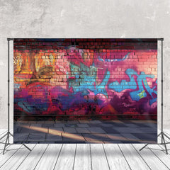 Aperturee - Graffiti Brick Wall Floor Photo Studio Backdrop