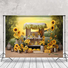 Aperturee - Grassland Trees Sunflowers Lemon Potography Backdrop