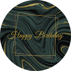Aperturee - Green And Gold Abtract Round Birthday Backdrop