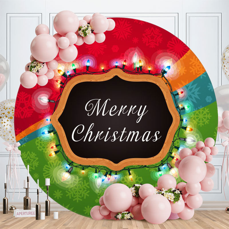 Aperturee - Green And Red Bokeh Round Merry Christmas Backdrop