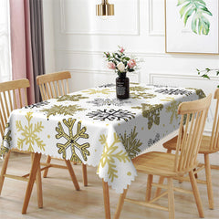 Aperturee - Green Black Snowflake Winter Christmas Tablecloth