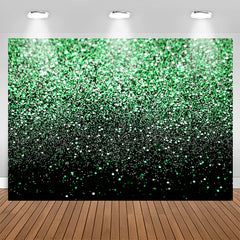 Aperturee - Green Bokeh Glitter Black Birthday Party Backdrops
