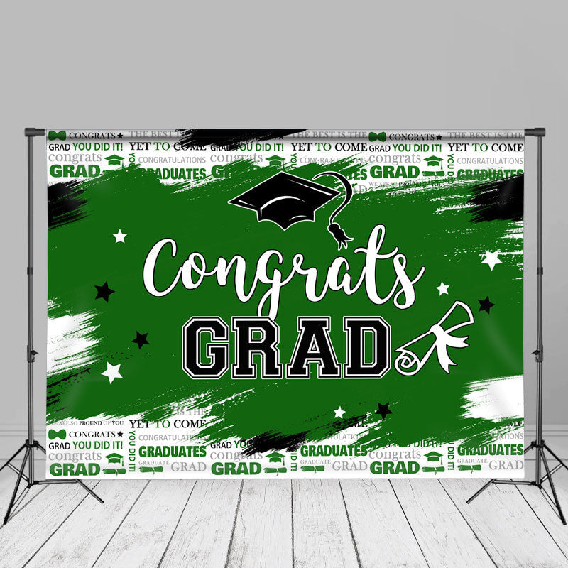 Aperturee - Green Brush Stars You Did It Grad Photo Booth Backdrop