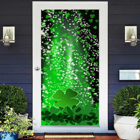 Aperturee - Green Clover Bokeh St Patricks Day Spring Door Cover
