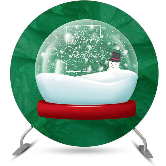 Aperturee - Green Crystal Ball Snowman Circle Christmas Backdrop