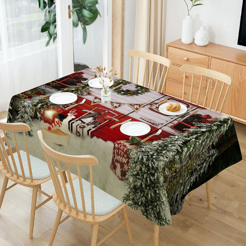 Aperturee - Green Forest Glitter Light Christmas Tablecloth