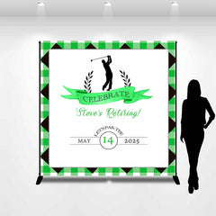 Aperturee - Green Gold Men Custom Name Retirement Party Backdrop