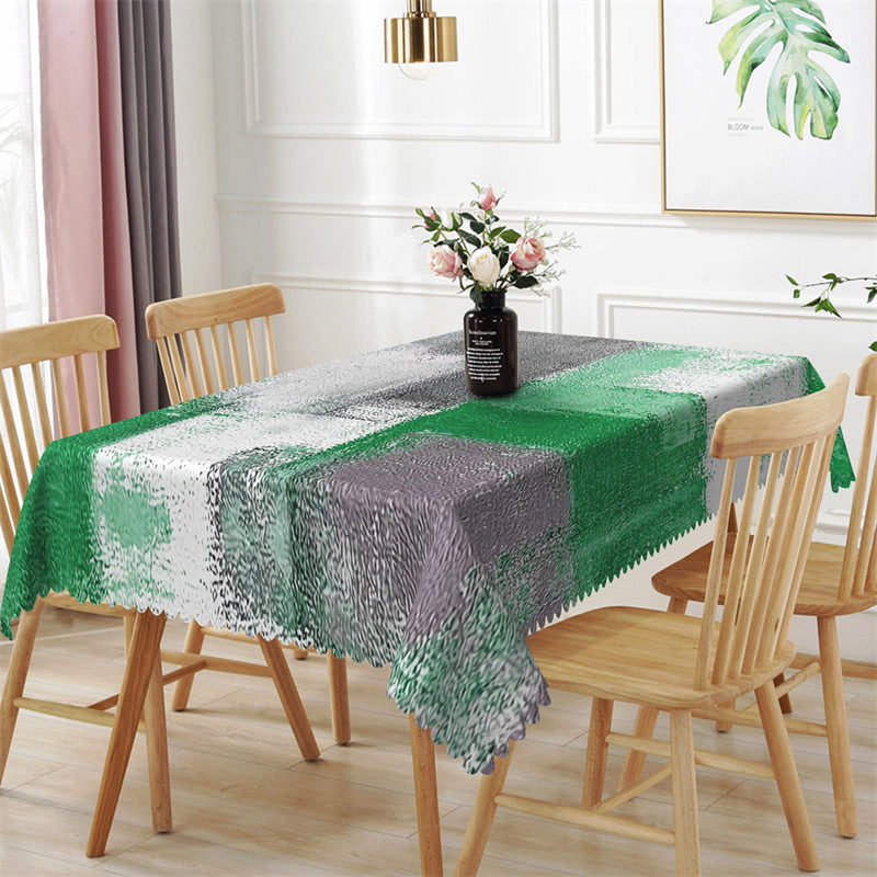 Aperturee - Green Grey Distressed Style Rectangle Tablecloth