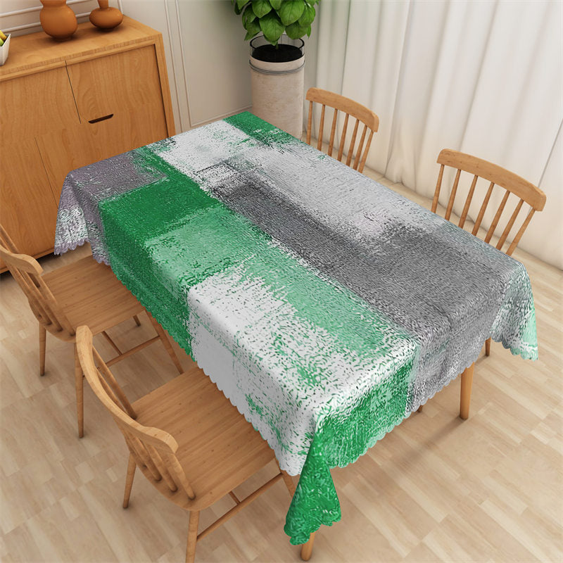 Aperturee - Green Grey Distressed Style Rectangle Tablecloth