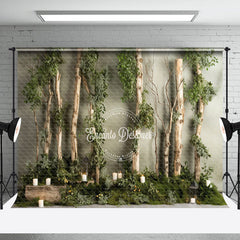 Aperturee - Green Leaf Broken Tree Candle Spring Photo Backdrop