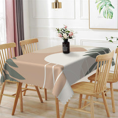 Aperturee - Green Leaves Modern Artistic Rectangle Tablecloth