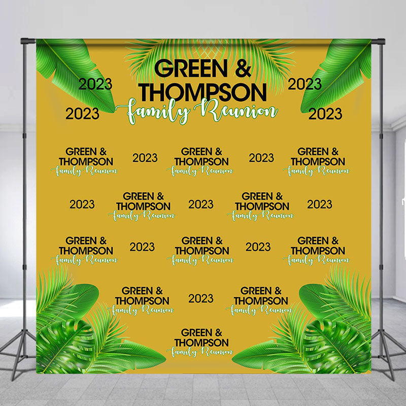 Aperturee - Green Leaves Yellow Custom Family Reunion Backdrop