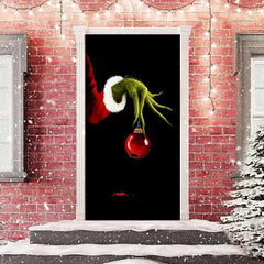Aperturee - Green Monster Paw Black Simple Christmas Door Cover