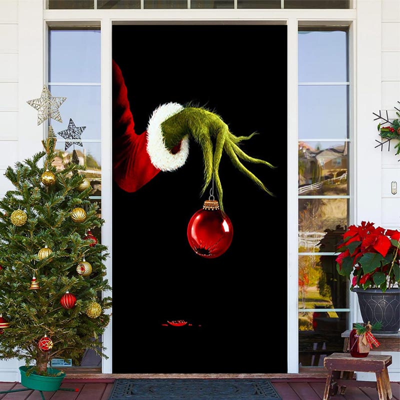 Aperturee - Green Monster Paw Black Simple Christmas Door Cover