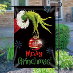 Aperturee - Green Monster Snowflakes Merry Christmas Garden Flag