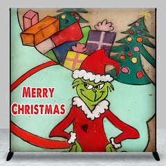 Aperturee - Green Monster Xmas Tree Gifts Christmas Backdrop