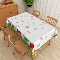 Aperturee - Green Pine Leaves Red Bowknot Christmas Tablecloth