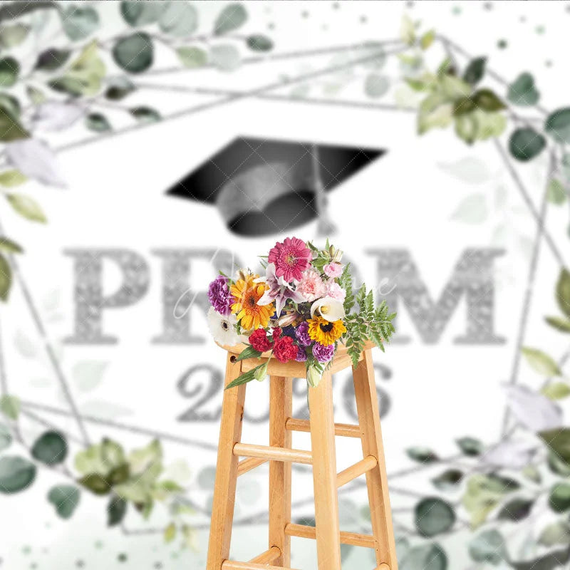 Aperturee - Green Plant Silver Dots Prom 2026 Dance Backdrop