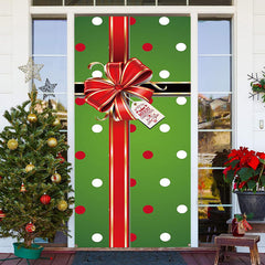 Aperturee - Green Red Dots Box Bowknot Christmas Door Cover