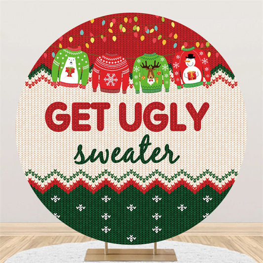 Lofaris Green Red Get Ugly Sweater Christmas Theme Backdrop