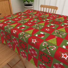 Aperturee - Green Red Plaid Christmas Tree Decorative Tablecloth