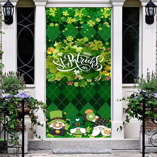 Aperturee - Green Rhombus Lattice St Patricks Day Door Cover