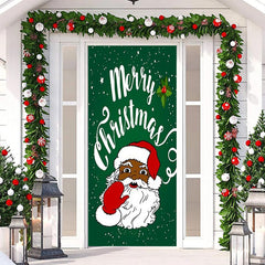 Aperturee - Green Santa Claus Snowy Merry Christmas Door Cover
