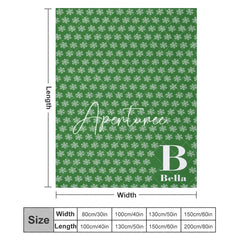 Aperturee - Green White Snow Winter Christmas Custom Name Blanket