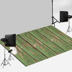Aperturee - Green Worn Wood Plank Fence Photography Floor Mat