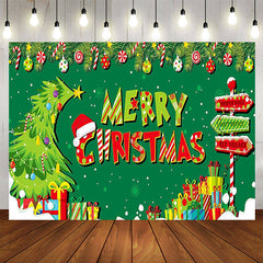 Aperturee - Green Xmas Tree Presents Merry Christmas Backdrop