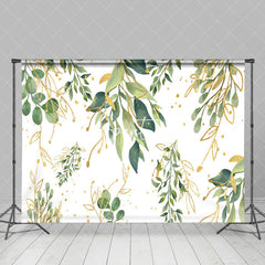 Aperturee - Green Yellow Leaves Simple White Wedding Backdrop