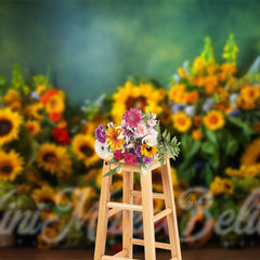 Aperturee - Greenery Blooming Sunflowers Photo Booth Backdrop