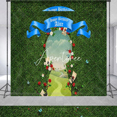 Aperturee - Greenery Field Custom Name Happy Birthday Backdrop