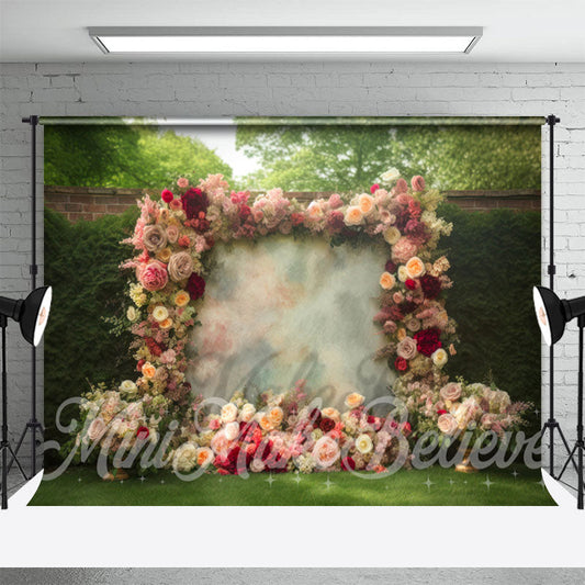 Aperturee - Greenery Floral Canvas Romantic Photography Backdrop