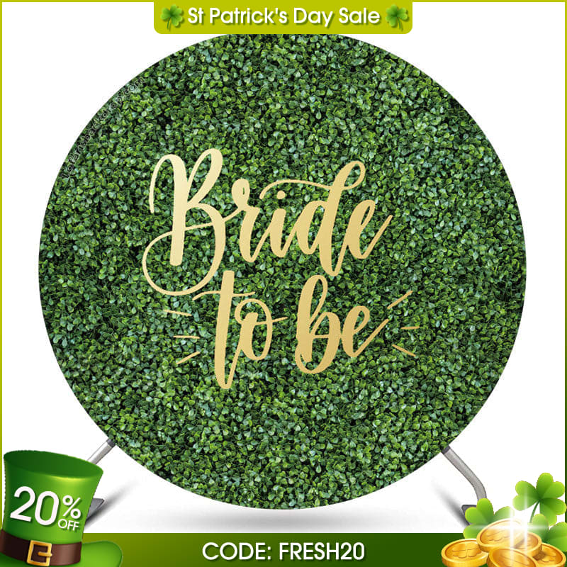 Aperturee - (Ship In 24HR) Greenery Leaves Round Bridal Shower Backdrop Cover