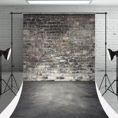 Aperturee - Grey Brick Wall Abstract Ground Photo Sweep Backdrop