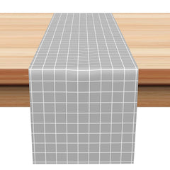 Aperturee - Grey White Checkred Plaid Table Runner For Kitchen