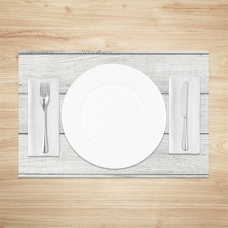 Aperturee - Grey Wood Plank Grain Texture Set Of 4 Placemats