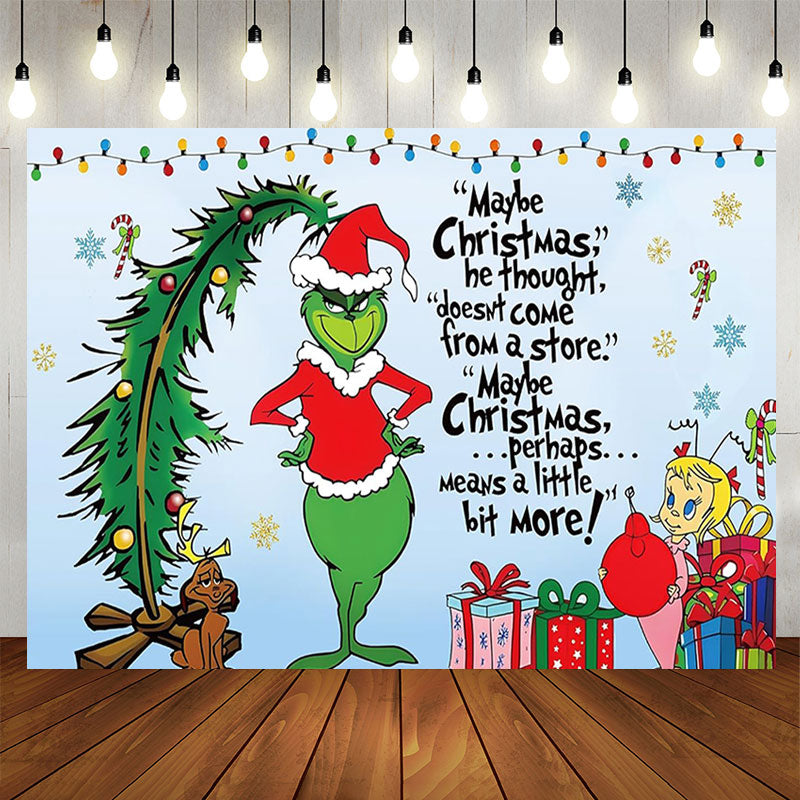 Aperturee - Grinch Green Elf Xmas Tree Gifts Christmas Backdrop