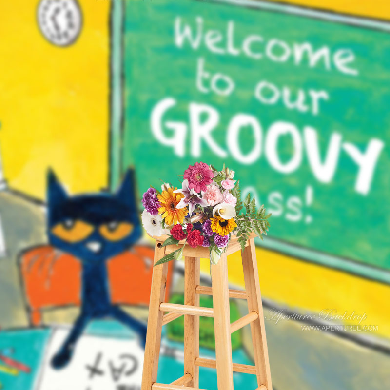 Aperturee - Groovy Class Painting Style Back To School Backdrop