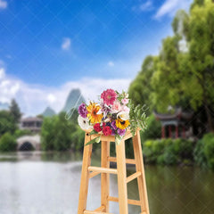 Aperturee - Guting Lake Water Boat Mountain Landscape Backdrop