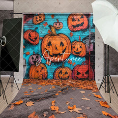Aperturee - Halloween Pumpkin Graffiti Street Autumn Backdrop