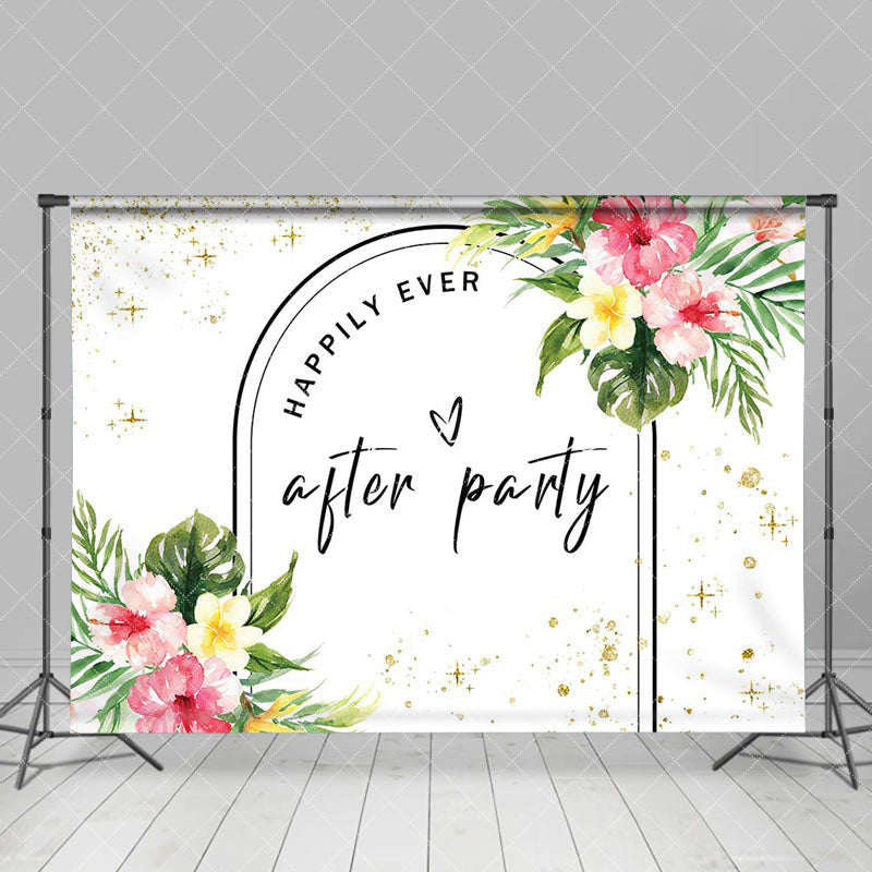 Aperturee - Happpily Ever Black Lines Floral Wedding Backdrop