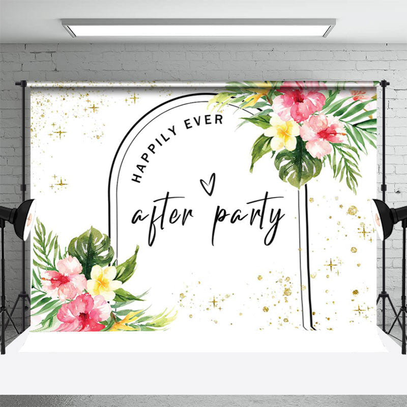 Aperturee - Happpily Ever Black Lines Floral Wedding Backdrop