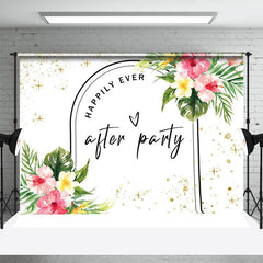 Aperturee - Happpily Ever Black Lines Floral Wedding Backdrop