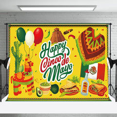 Aperturee - Happy Cinco De Mayo Yellow Mexico Fiesta Backdrop