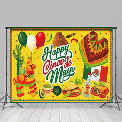 Aperturee - Happy Cinco De Mayo Yellow Mexico Fiesta Backdrop