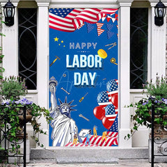Aperturee - Happy Labor Day American Flag Liberty Door Cover