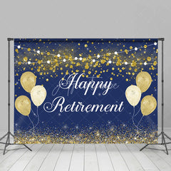 Lofaris Happy Retirement Gold Balloon Glitter Bokeh Backdrop
